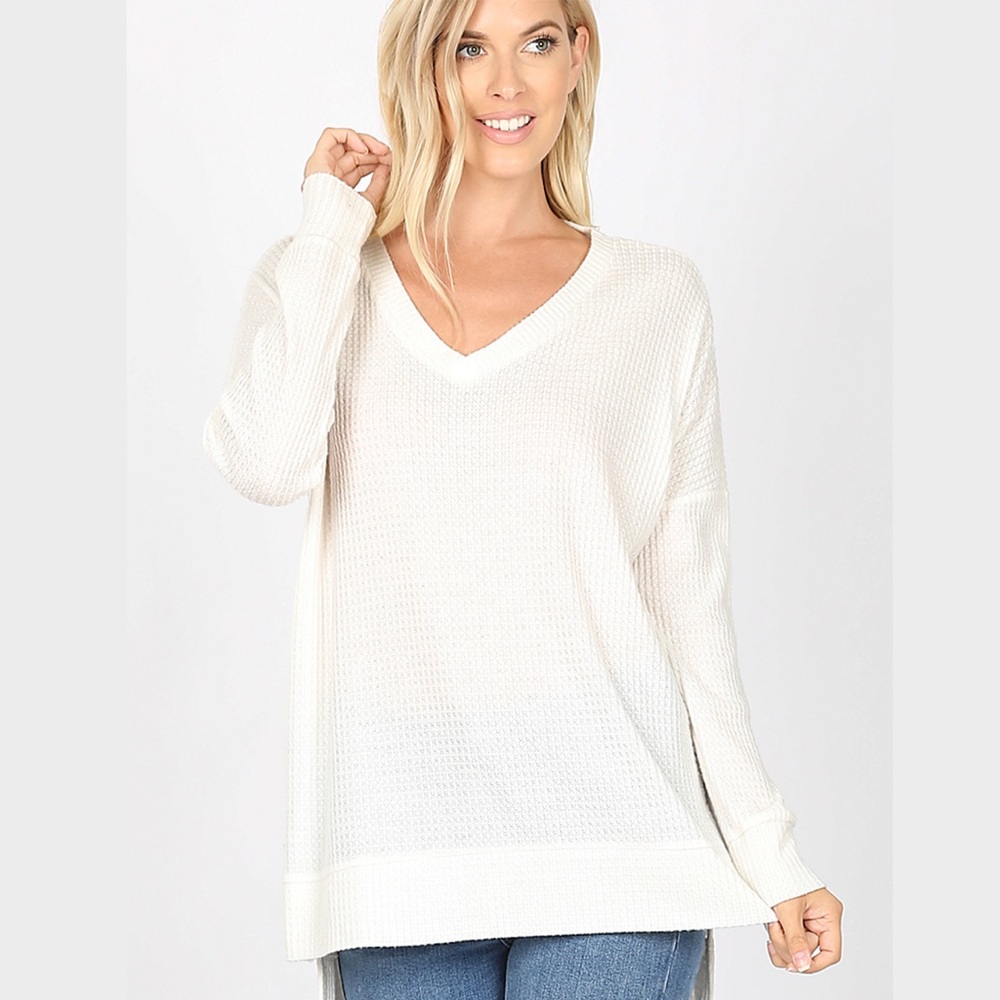 Butter Soft Ivory Waffle Sweater